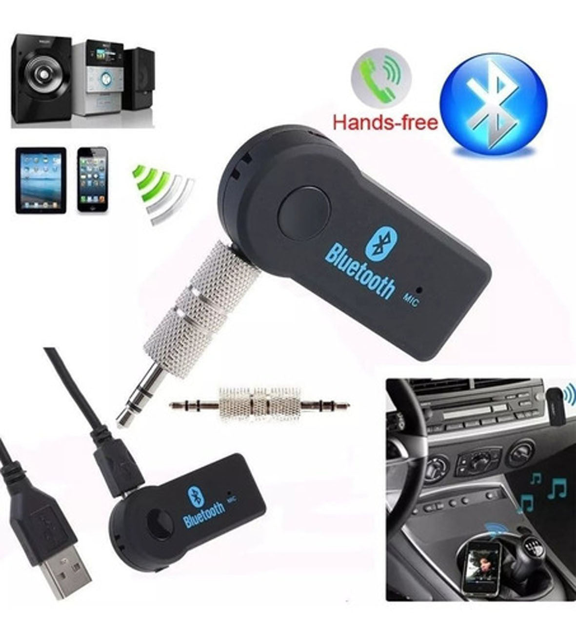 Car Bluetooth 3.5mm Aux Carro Manos Libr