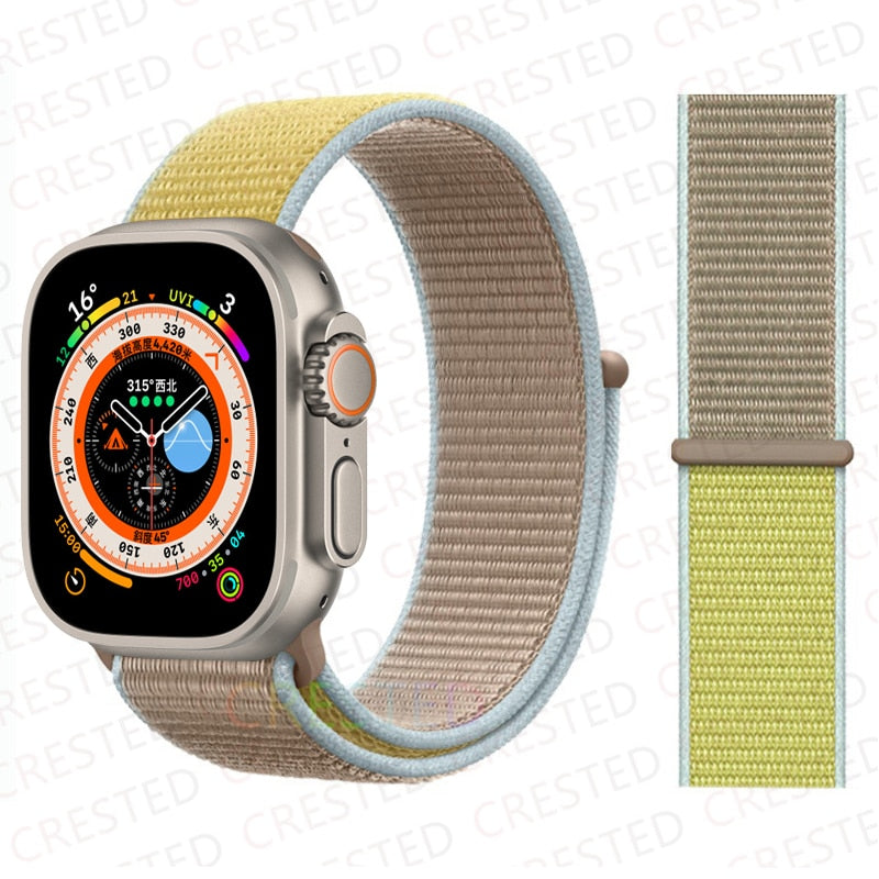 Correa de nailon para Apple Watch Bands 44mm 40mm 49mm 41mm 42mm Sport Loop pulsera iWatch Serie ultra 49mm 5 6 SE 7 8 banda 45 mm