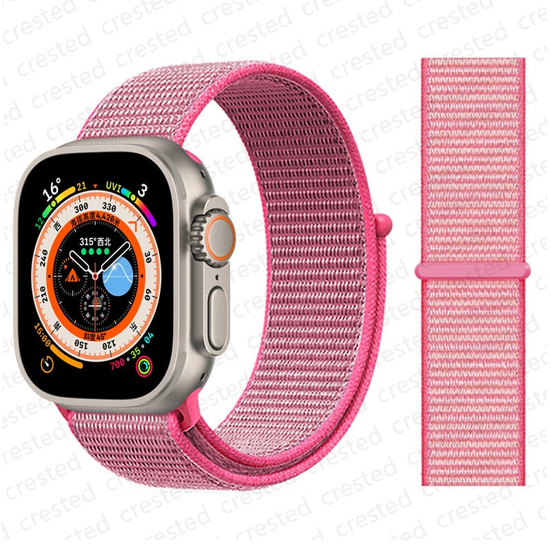 Correa de nailon para Apple Watch Bands 44mm 40mm 49mm 41mm 42mm Sport Loop pulsera iWatch Serie ultra 49mm 5 6 SE 7 8 banda 45 mm