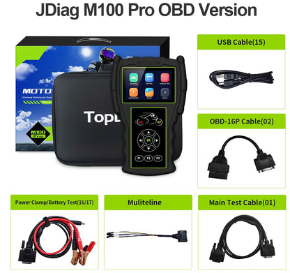 JDiag M100 Pro escáner de diagnóstico de motocicleta OBD2 herramienta de diagnóstico de fallas lector de código de motocicleta para BMW Kawasaki Yamaha Suzuki KTM