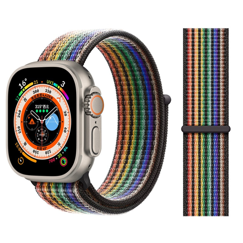 Correa de nailon para Apple Watch Bands 44mm 40mm 49mm 41mm 42mm Sport Loop pulsera iWatch Serie ultra 49mm 5 6 SE 7 8 banda 45 mm