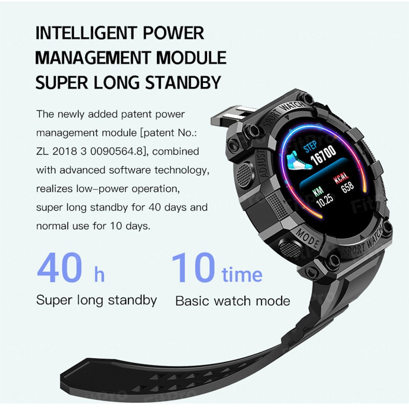 Reloj inteligente Deportes Bluetooth Recordatorio Pantalla a color Fd68s Monitoreo de salud Reloj de desgaste Negro