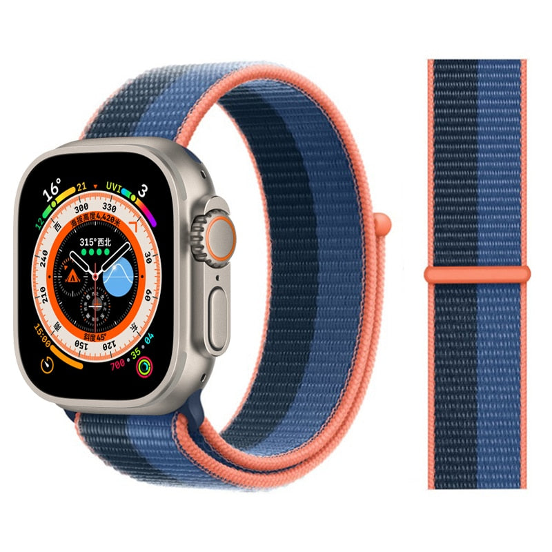 Correa de nailon para Apple Watch Bands 44mm 40mm 49mm 41mm 42mm Sport Loop pulsera iWatch Serie ultra 49mm 5 6 SE 7 8 banda 45 mm