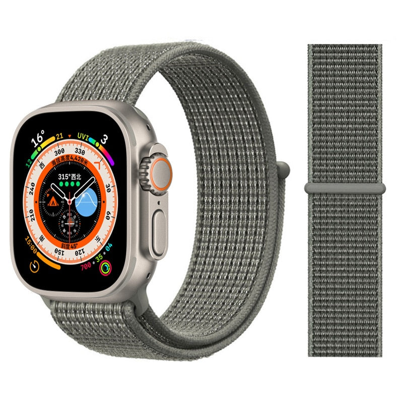 Correa de nailon para Apple Watch Bands 44mm 40mm 49mm 41mm 42mm Sport Loop pulsera iWatch Serie ultra 49mm 5 6 SE 7 8 banda 45 mm