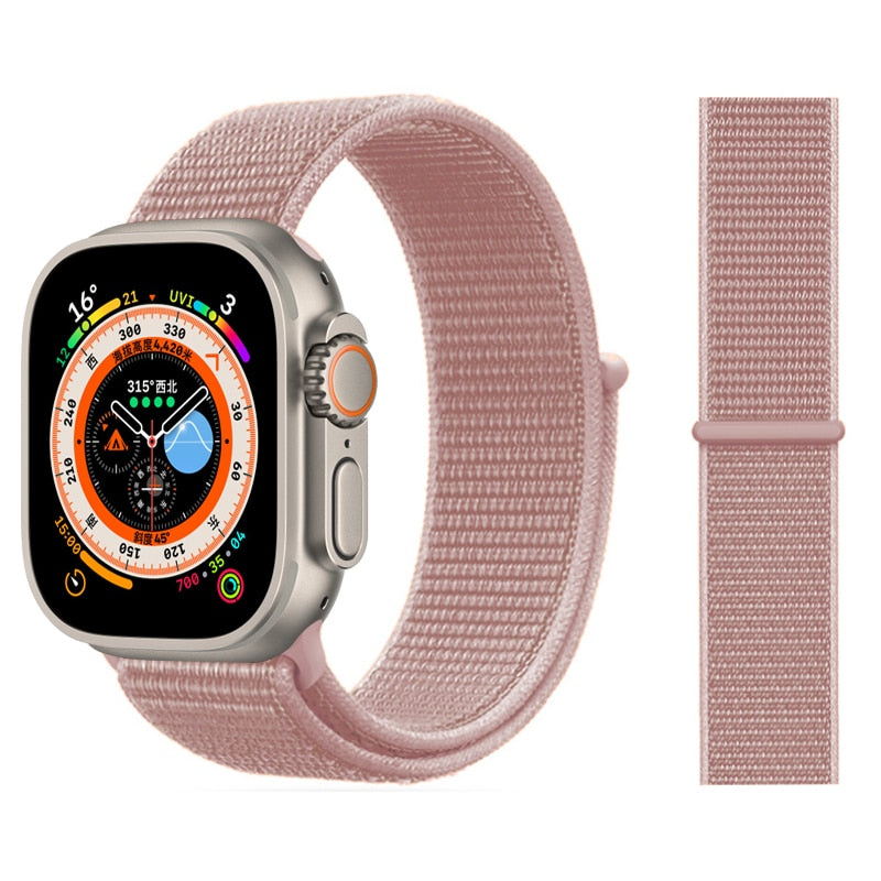 Correa de nailon para Apple Watch Bands 44mm 40mm 49mm 41mm 42mm Sport Loop pulsera iWatch Serie ultra 49mm 5 6 SE 7 8 banda 45 mm