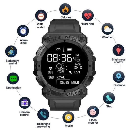 Reloj inteligente Deportes Bluetooth Recordatorio Pantalla a color Fd68s Monitoreo de salud Reloj de desgaste Negro