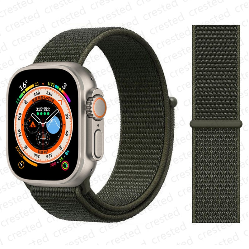 Correa de nailon para Apple Watch Bands 44mm 40mm 49mm 41mm 42mm Sport Loop pulsera iWatch Serie ultra 49mm 5 6 SE 7 8 banda 45 mm