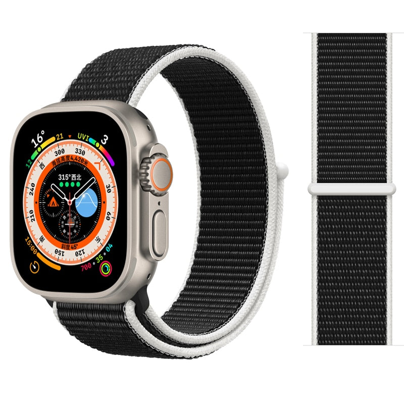 Correa de nailon para Apple Watch Bands 44mm 40mm 49mm 41mm 42mm Sport Loop pulsera iWatch Serie ultra 49mm 5 6 SE 7 8 banda 45 mm