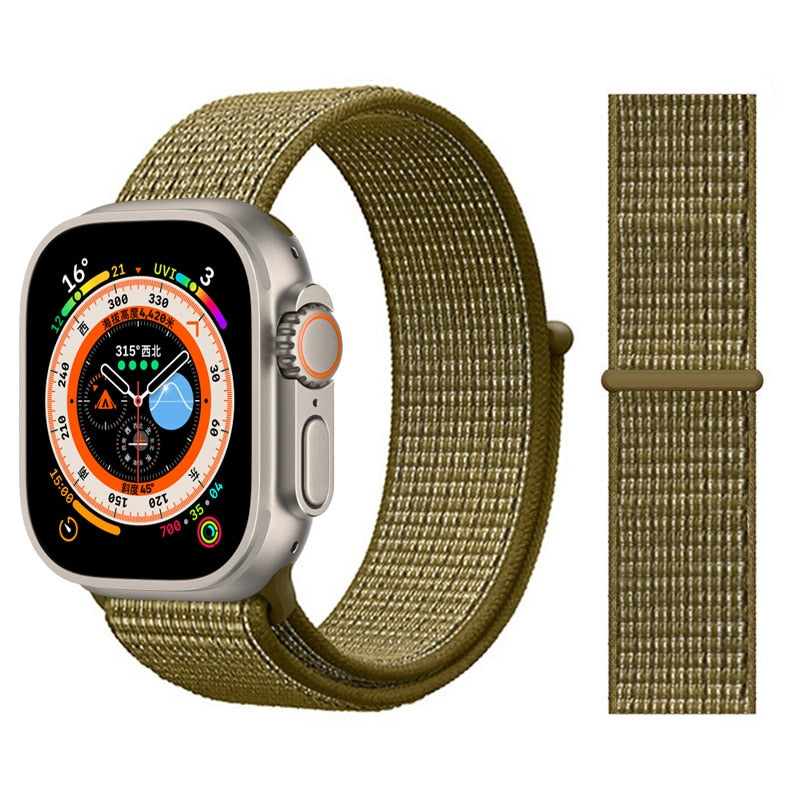 Correa de nailon para Apple Watch Bands 44mm 40mm 49mm 41mm 42mm Sport Loop pulsera iWatch Serie ultra 49mm 5 6 SE 7 8 banda 45 mm