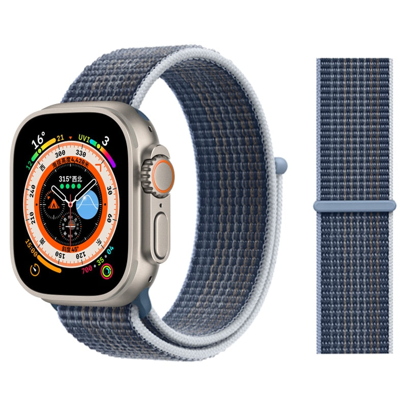 Correa de nailon para Apple Watch Bands 44mm 40mm 49mm 41mm 42mm Sport Loop pulsera iWatch Serie ultra 49mm 5 6 SE 7 8 banda 45 mm