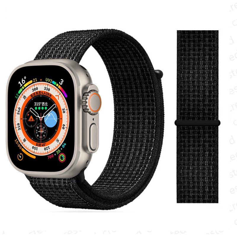 Correa de nailon para Apple Watch Bands 44mm 40mm 49mm 41mm 42mm Sport Loop pulsera iWatch Serie ultra 49mm 5 6 SE 7 8 banda 45 mm