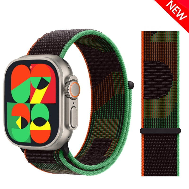 Correa de nailon para Apple Watch Bands 44mm 40mm 49mm 41mm 42mm Sport Loop pulsera iWatch Serie ultra 49mm 5 6 SE 7 8 banda 45 mm